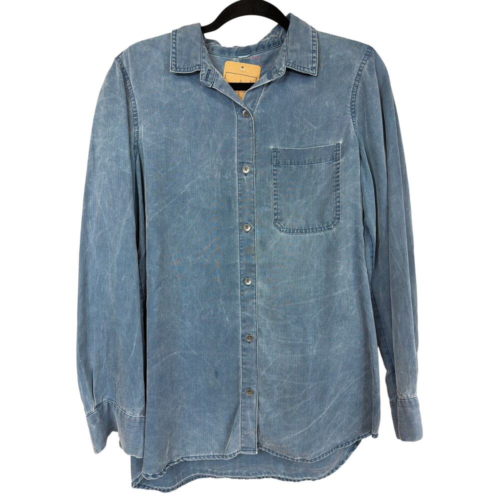 OOAK Handmade Embellished Denim Button Up by Wanders Edge SZ MED